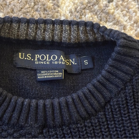 U.S. Polo Assn. Men's Blue and Gray Crewneck Sweater - Picture 3 of 13